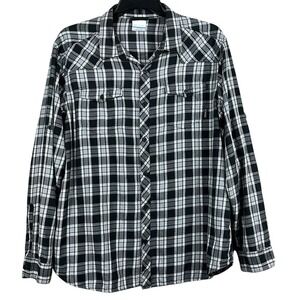 Columbia Vintage Hills Long Sleeve Button Up Shirt Mens Size XL Black Plaid‎